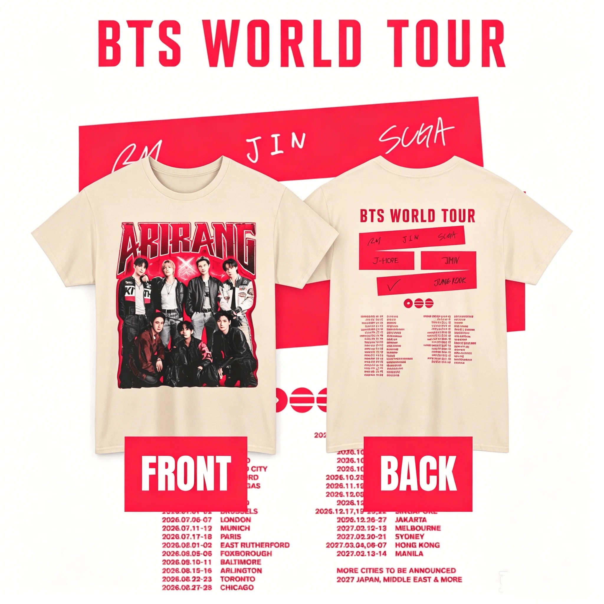 BTS Arirang Comeback Live T-shirt Bangtan - Concert World Tour