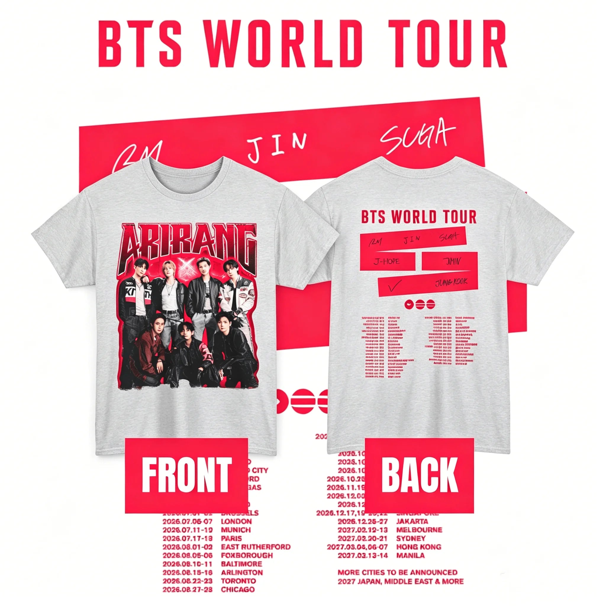 BTS Arirang Comeback Live T-shirt Bangtan - Concert World Tour