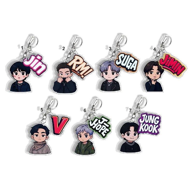 BTS Creative Personality High Color Value Book Student Bag Pendant Decoration Animation Cartoon Cute Keychain