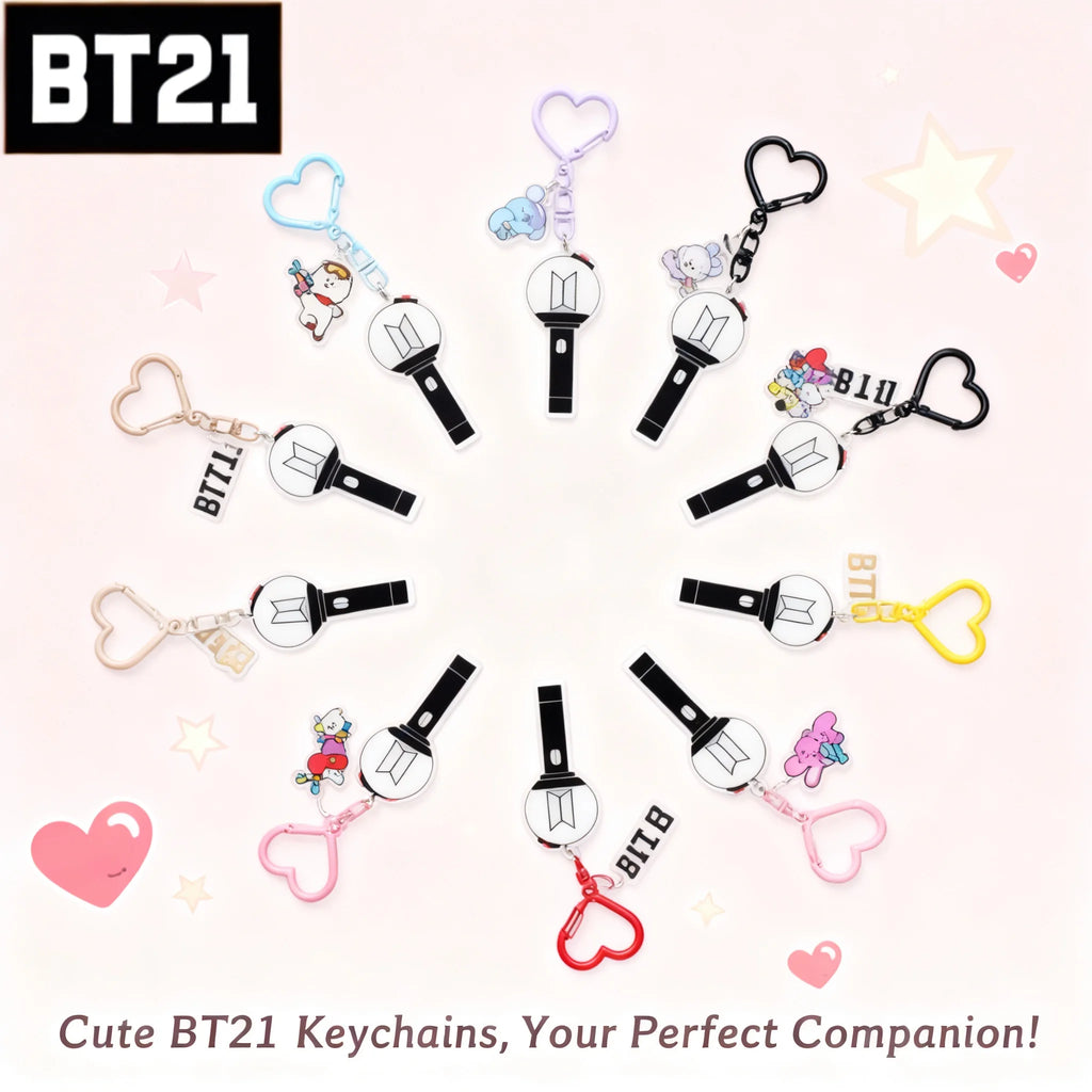 Fashionable Cartoon BTS Series Sweet Cute Creative Pattern Acrylic Keychain Portable Versatile Decorative Pendant