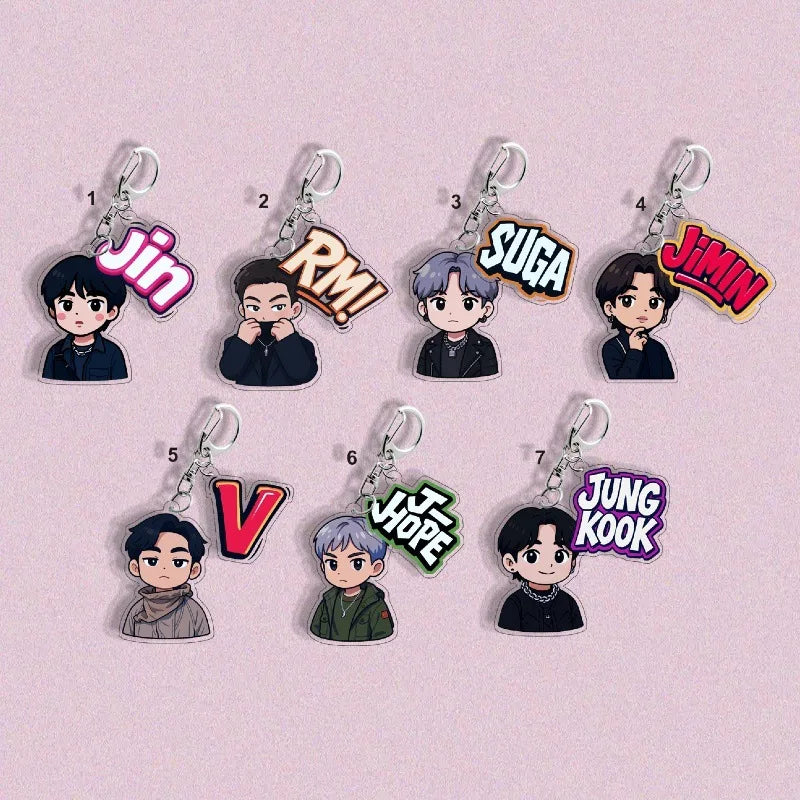 BTS Creative Personality High Color Value Book Student Bag Pendant Decoration Animation Cartoon Cute Keychain