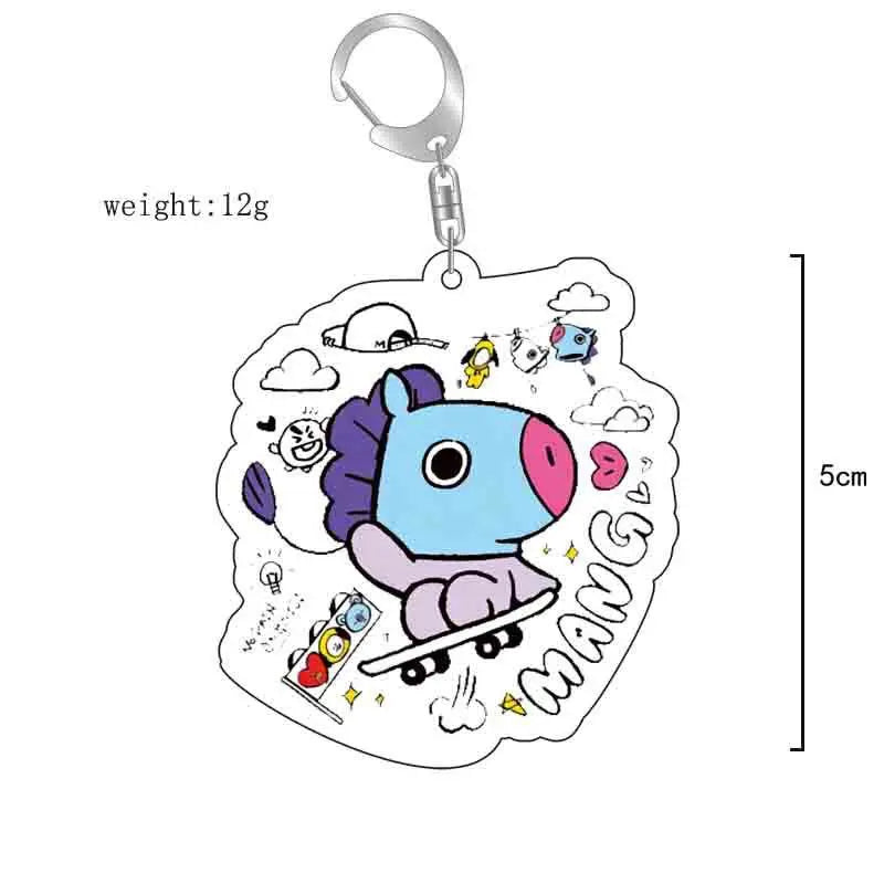 Personalized BTS Series New Cute Creative Cartoon Pattern Decorative Pendant Fashionable Versatile Portable Acrylic Keychain