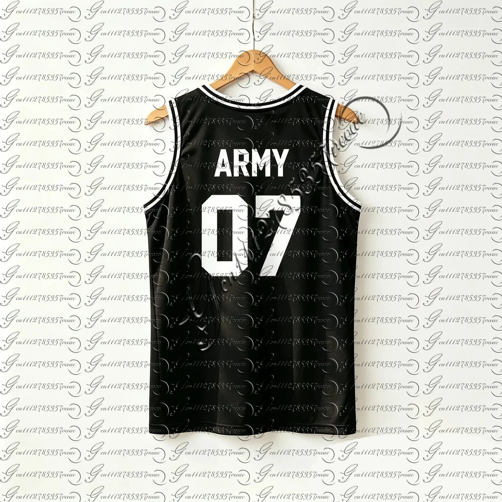 Kpop JUNGKOOK 97 Basketball Jersey Tank Top, Unisex Breathable Sports Vest, Casual Sleeveless Top for Kids Youth, Army Fans Gift