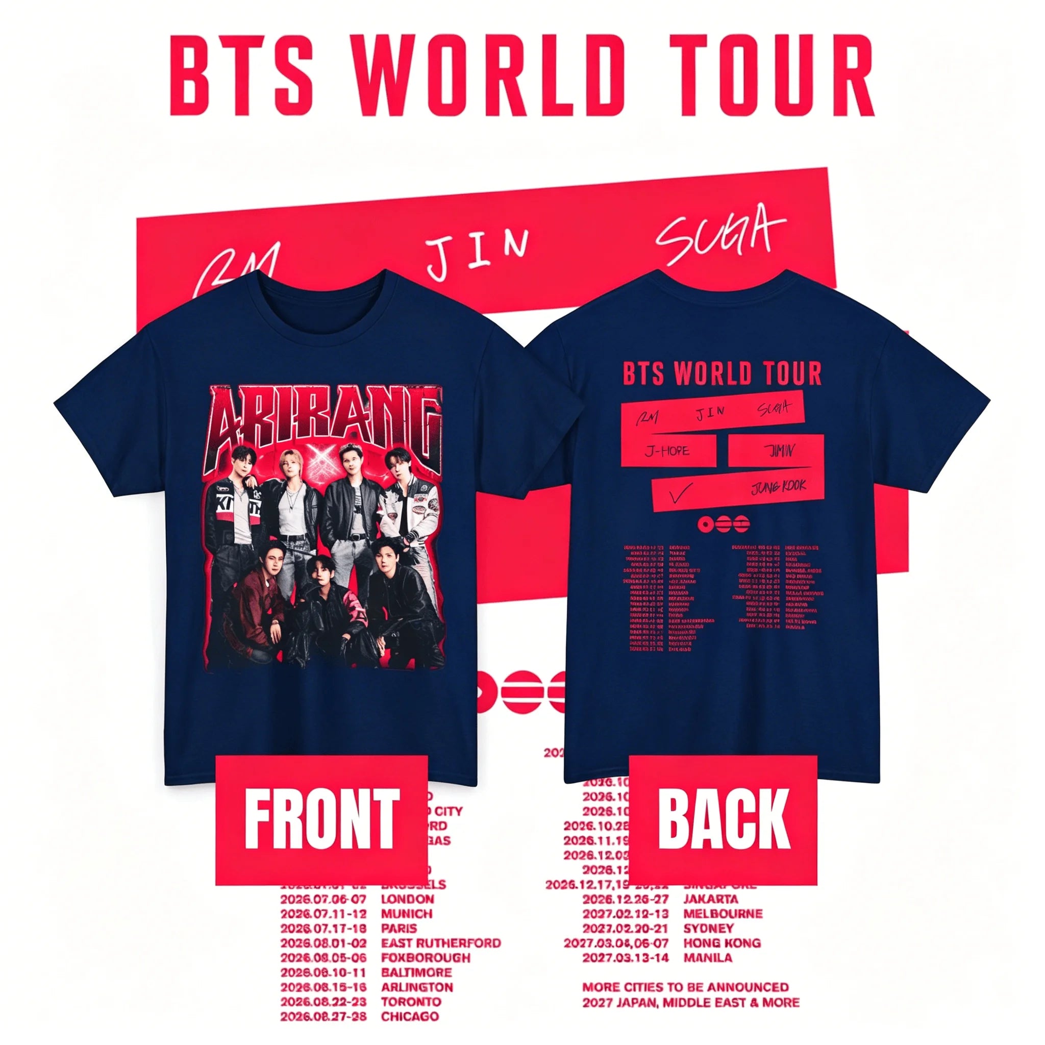 BTS Arirang Comeback Live T-shirt Bangtan - Concert World Tour