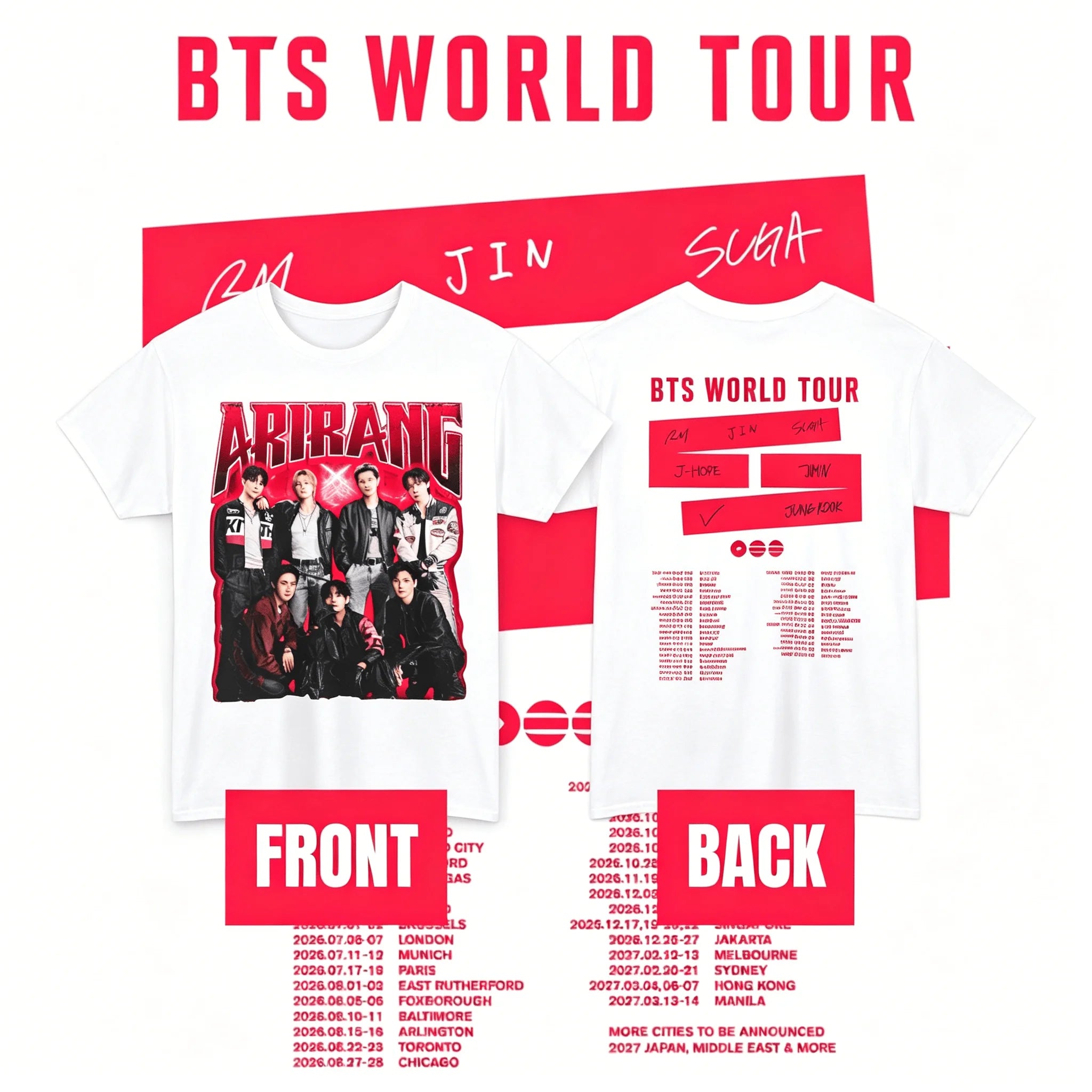 BTS Arirang Comeback Live T-shirt Bangtan - Concert World Tour