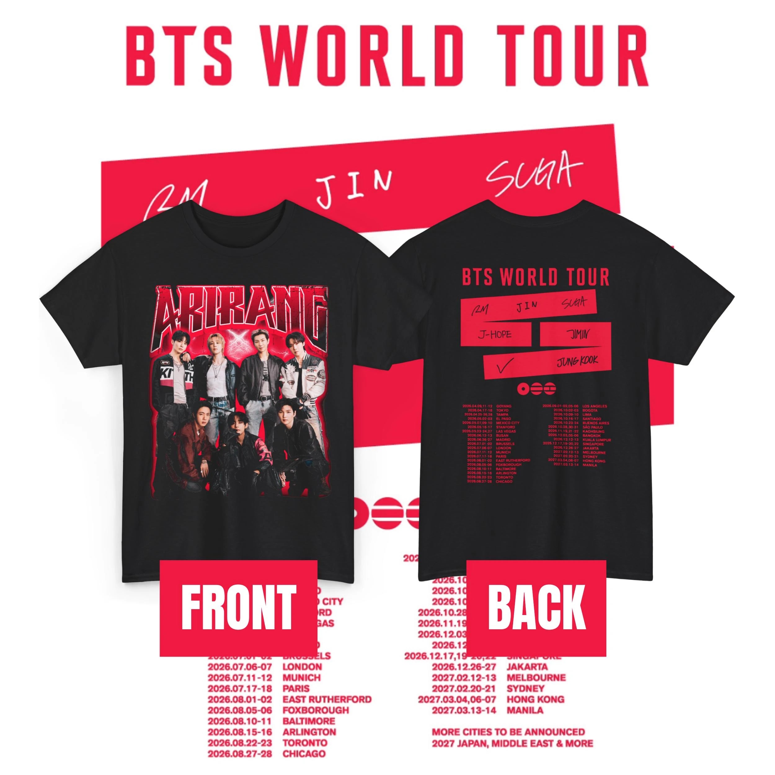 BTS Arirang Comeback Live T-shirt Bangtan - Concert World Tour