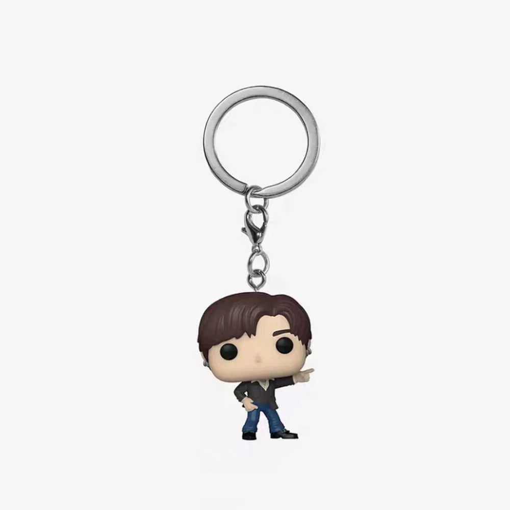 New Keychains Toy Cartoon V JUNG KOOK JIMIN Jin V J-HOPE Pocket Pop Keychain Vinyl Action Figure Collection Toys
