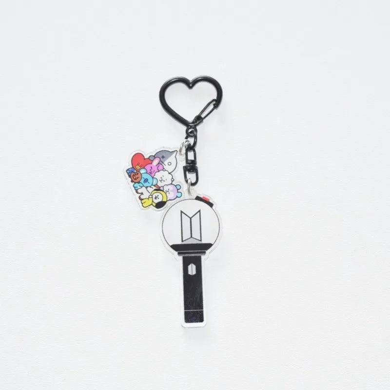 Fashionable Cartoon BTS Series Sweet Cute Creative Pattern Acrylic Keychain Portable Versatile Decorative Pendant