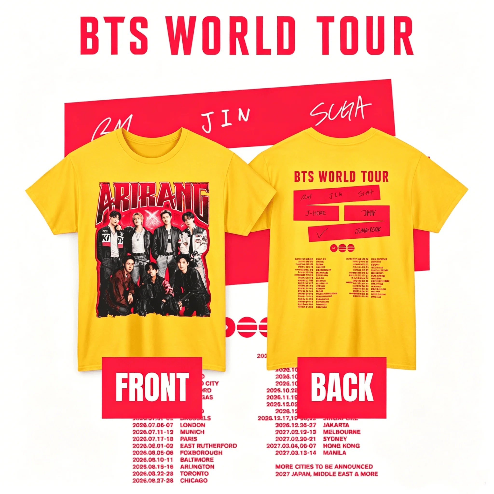 BTS Arirang Comeback Live T-shirt Bangtan - Concert World Tour