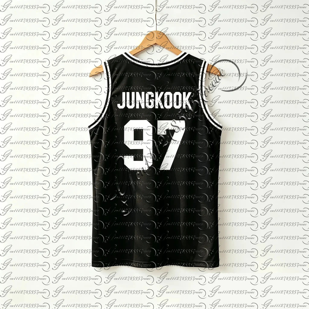 Kpop JUNGKOOK 97 Basketball Jersey Tank Top, Unisex Breathable Sports Vest, Casual Sleeveless Top for Kids Youth, Army Fans Gift