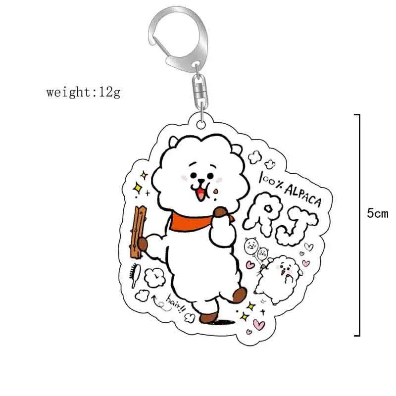BT21 anime cartoon cute acrylic keychain BTS kawaii for boys and girls backpack pendant fan support merchandise gift wholesale
