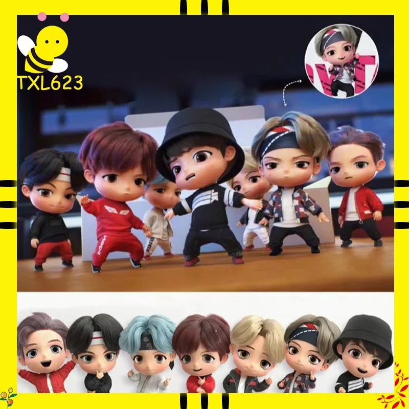 Bangtan Boys 7pcs/Set Action Figures Set RM Jin Suga Jhope Jimin V Jungkook Doll Model Toy Cute Star Idol Gift for Kids