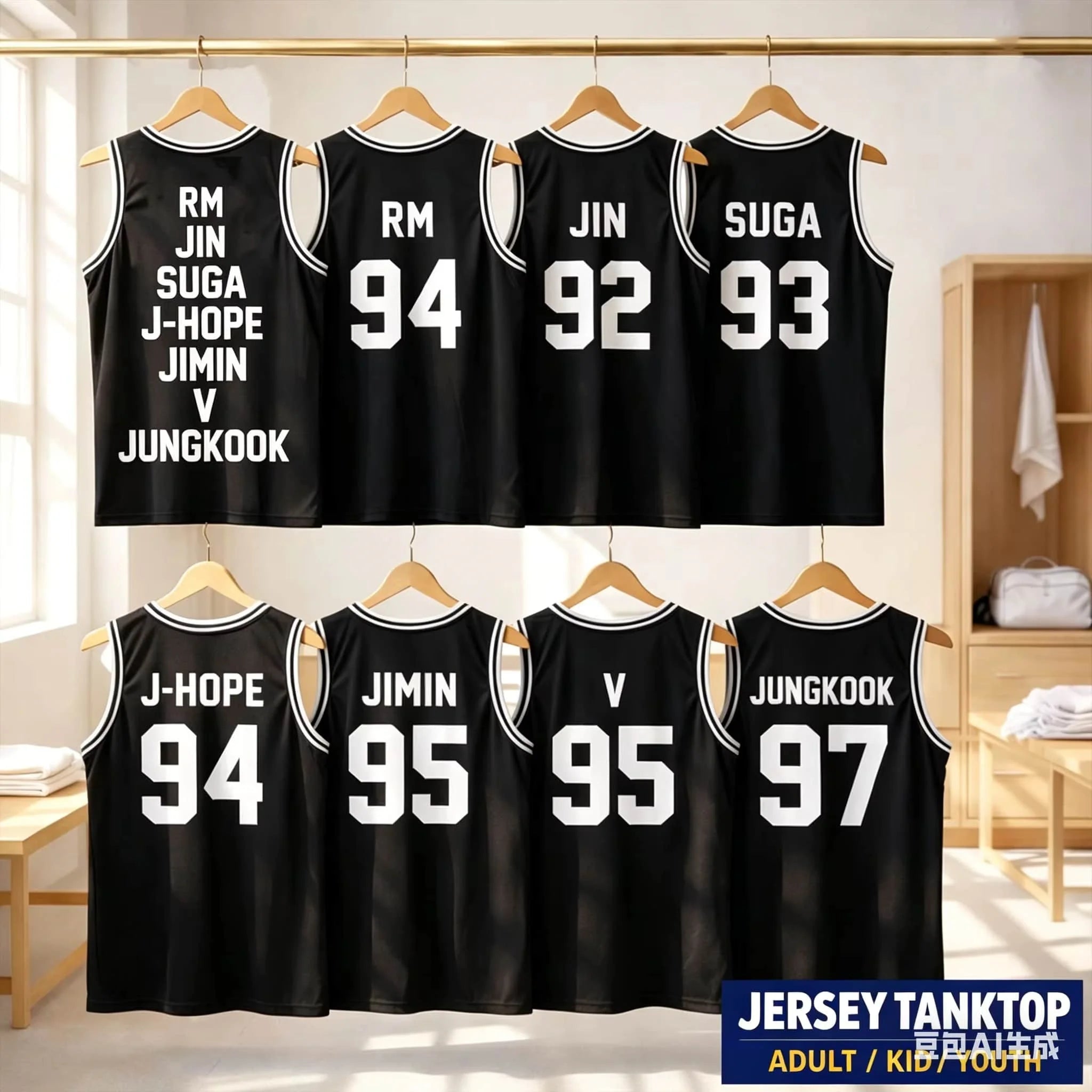 Kpop JUNGKOOK 97 Basketball Jersey Tank Top, Unisex Breathable Sports Vest, Casual Sleeveless Top for Kids Youth, Army Fans Gift