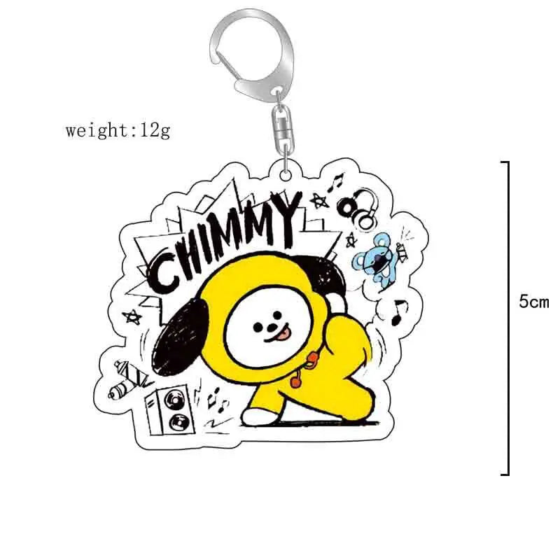 BT21 anime cartoon cute acrylic keychain BTS kawaii for boys and girls backpack pendant fan support merchandise gift wholesale