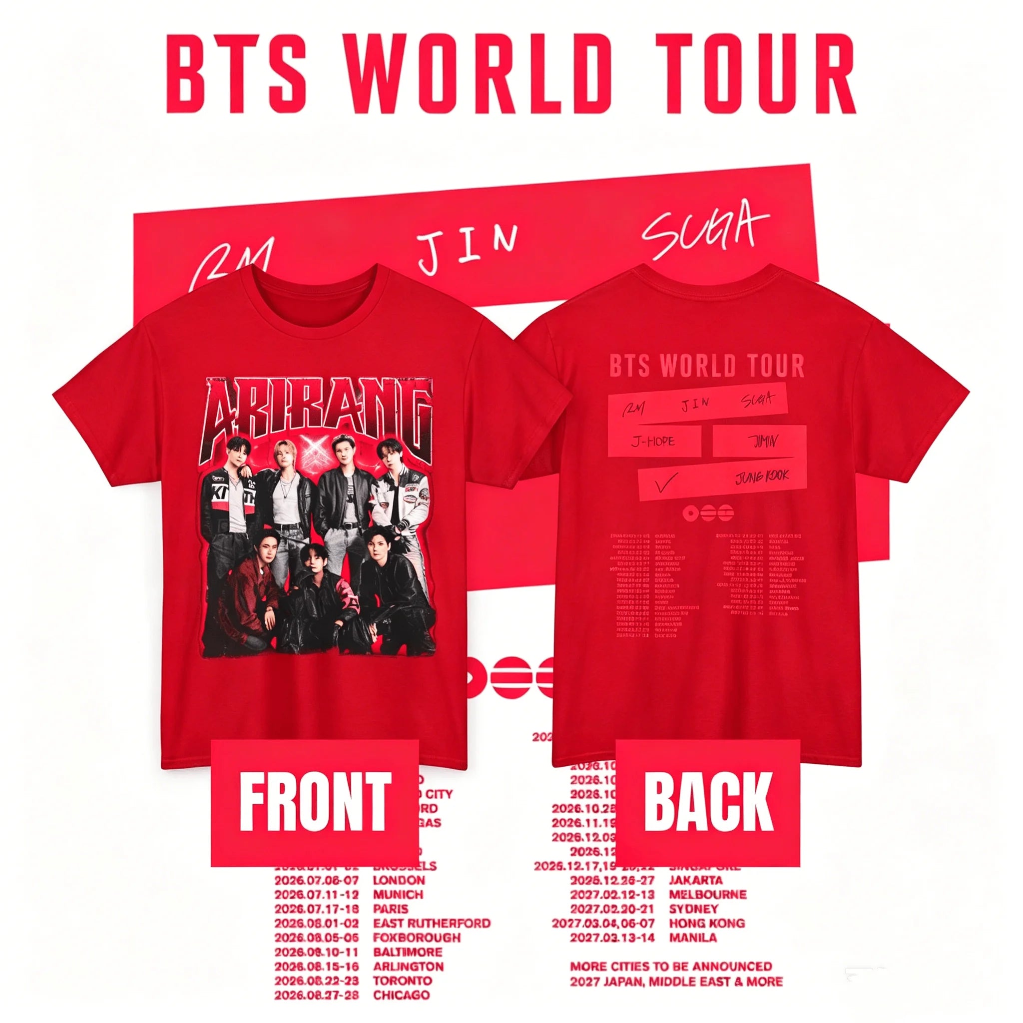 BTS Arirang Comeback Live T-shirt Bangtan - Concert World Tour