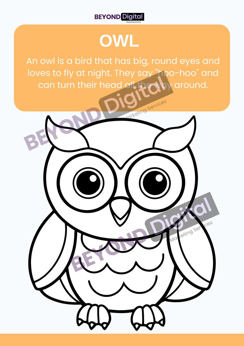 Learn & Colour Educational Animal Colouring Pages