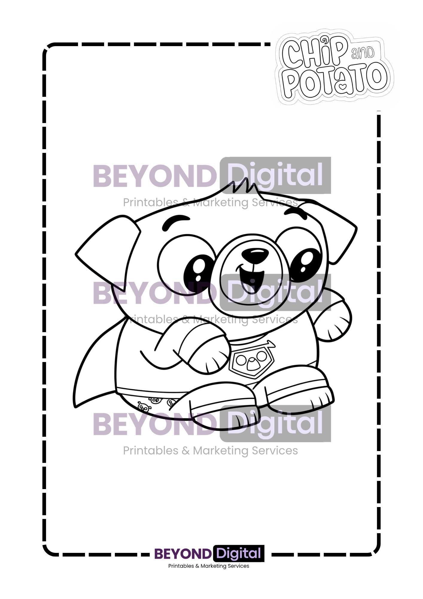 Chip & Potato Colouring Pages