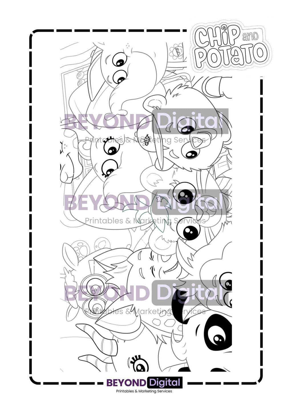 Chip & Potato Colouring Pages
