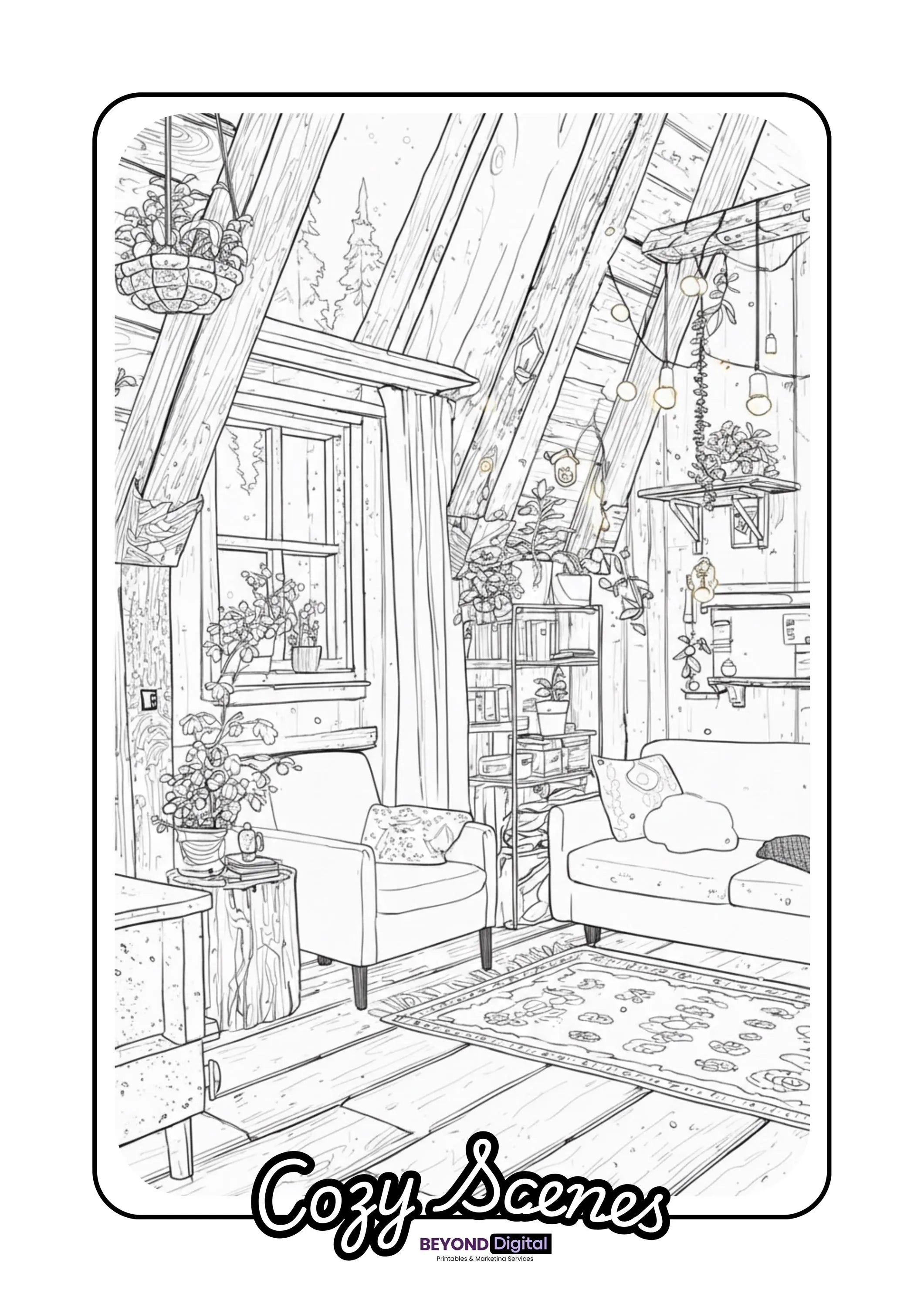 Cozy Scenes Coloring Pages