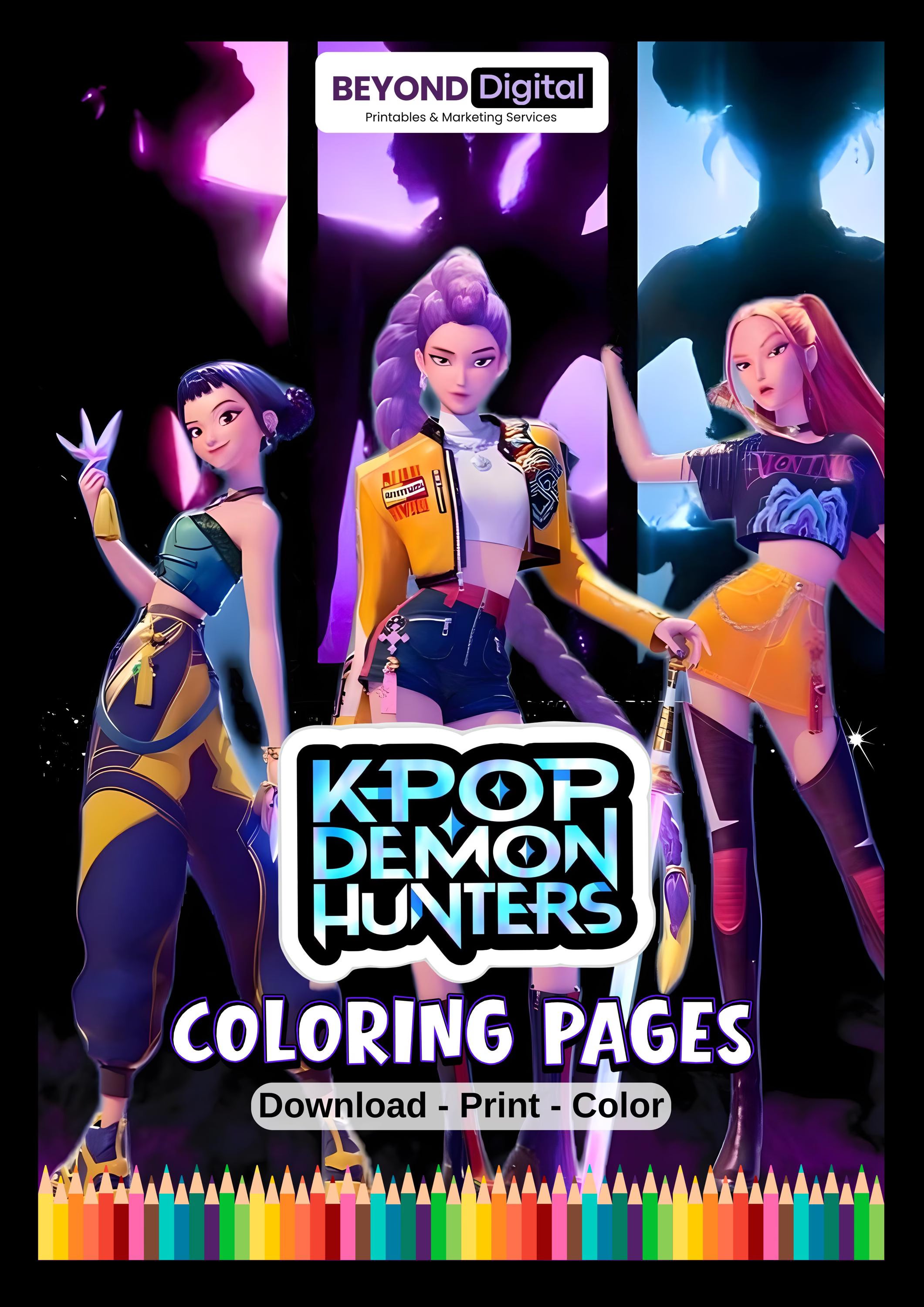 K pop Demon Hunters Colouring Pages