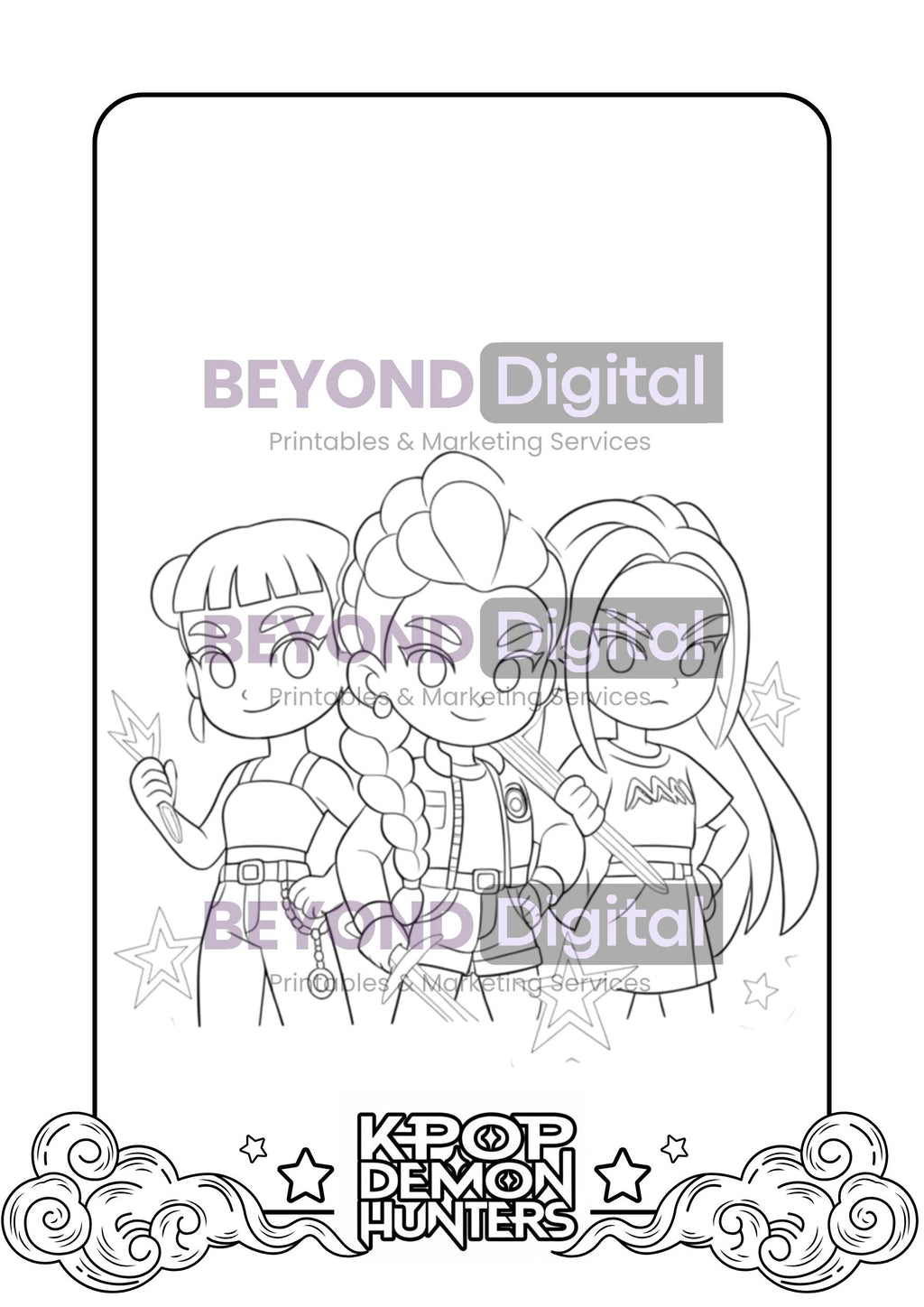 K-pop Demon Hunters Colouring Pages V.2