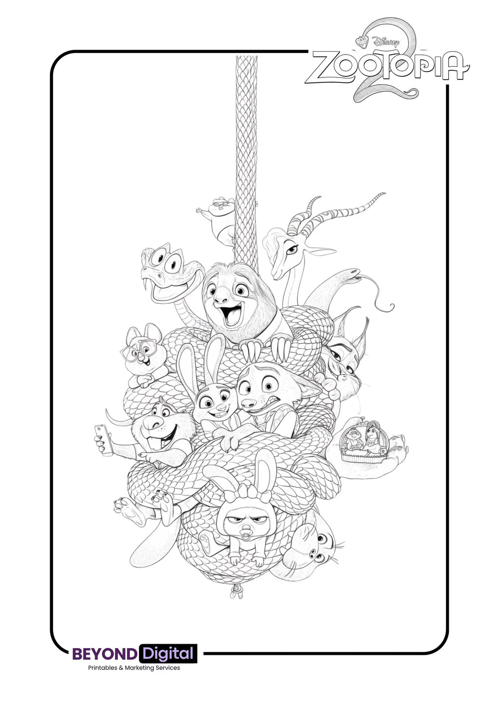 Zootopia 2 Printable Colouring Pages