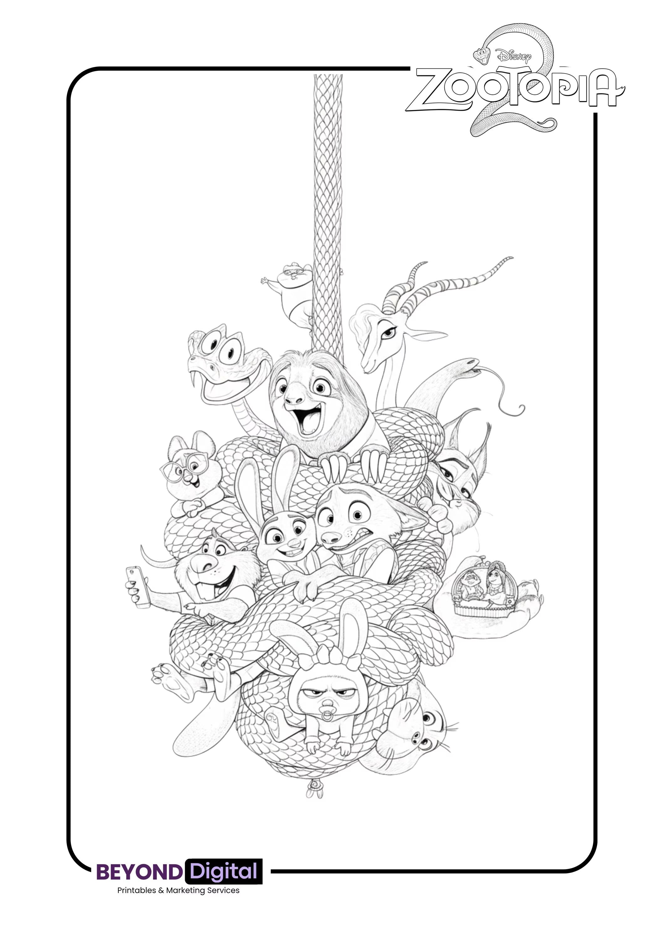 Zootopia 2 Printable Colouring Pages