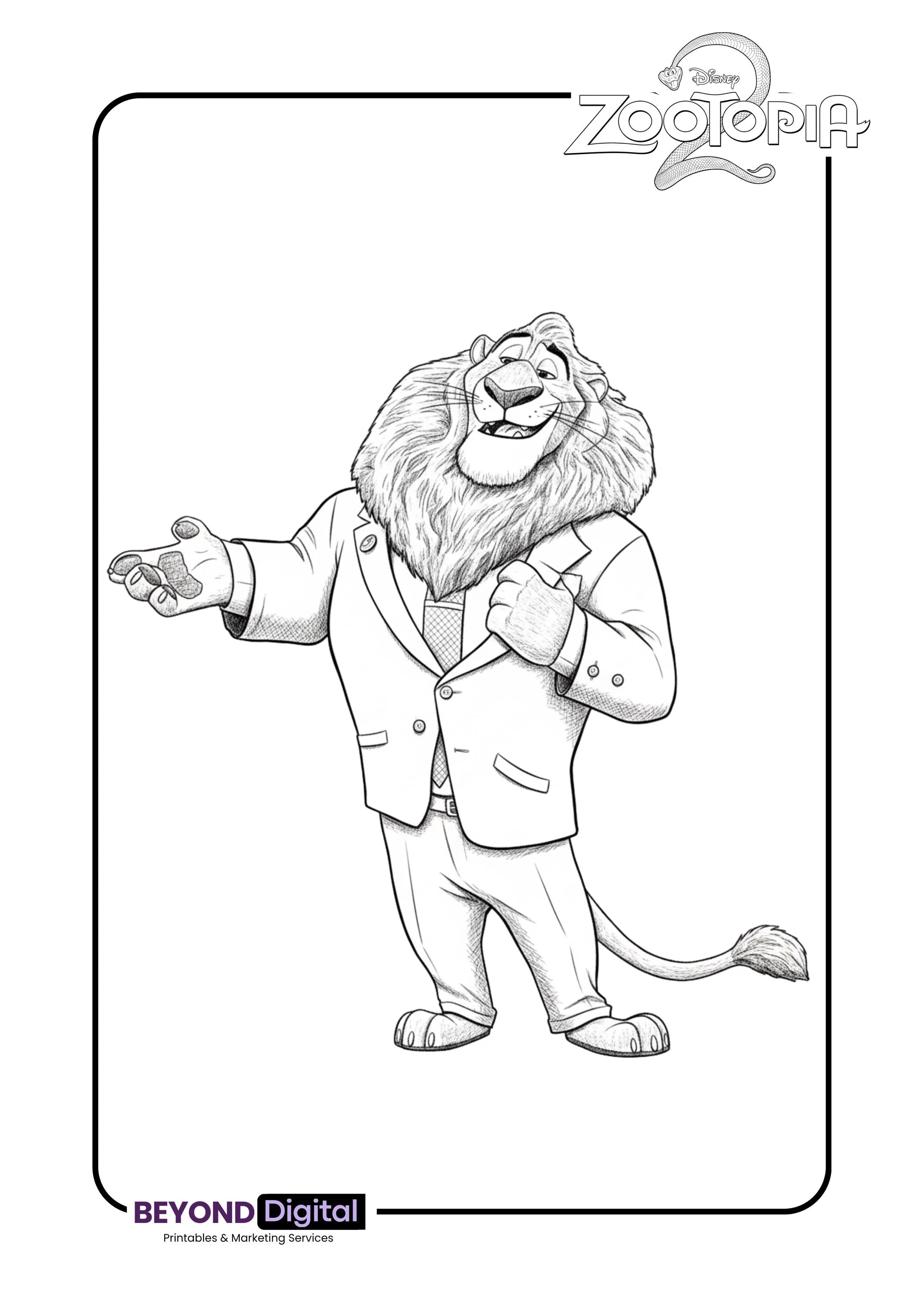 Zootopia 2 Printable Colouring Pages