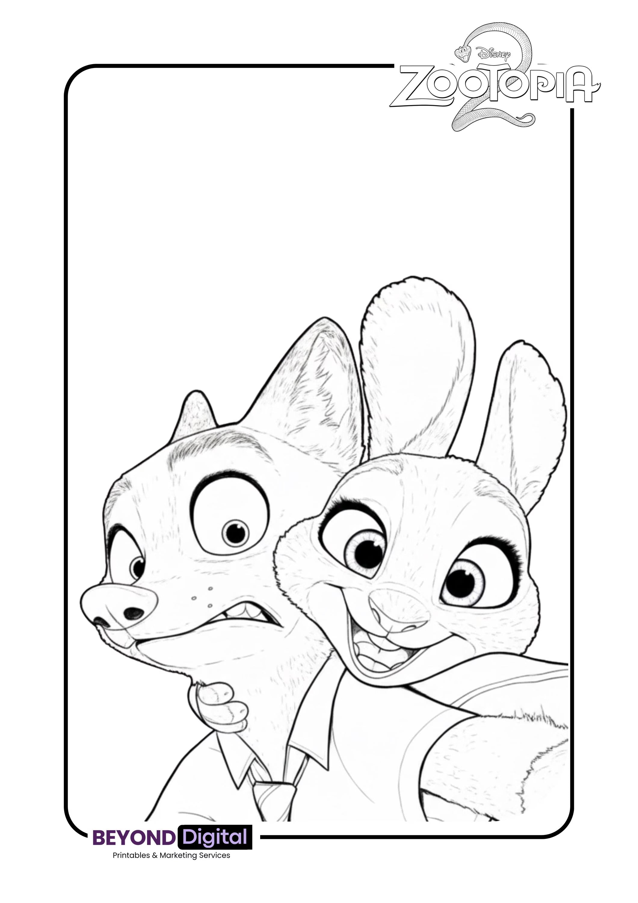 Zootopia 2 Printable Colouring Pages
