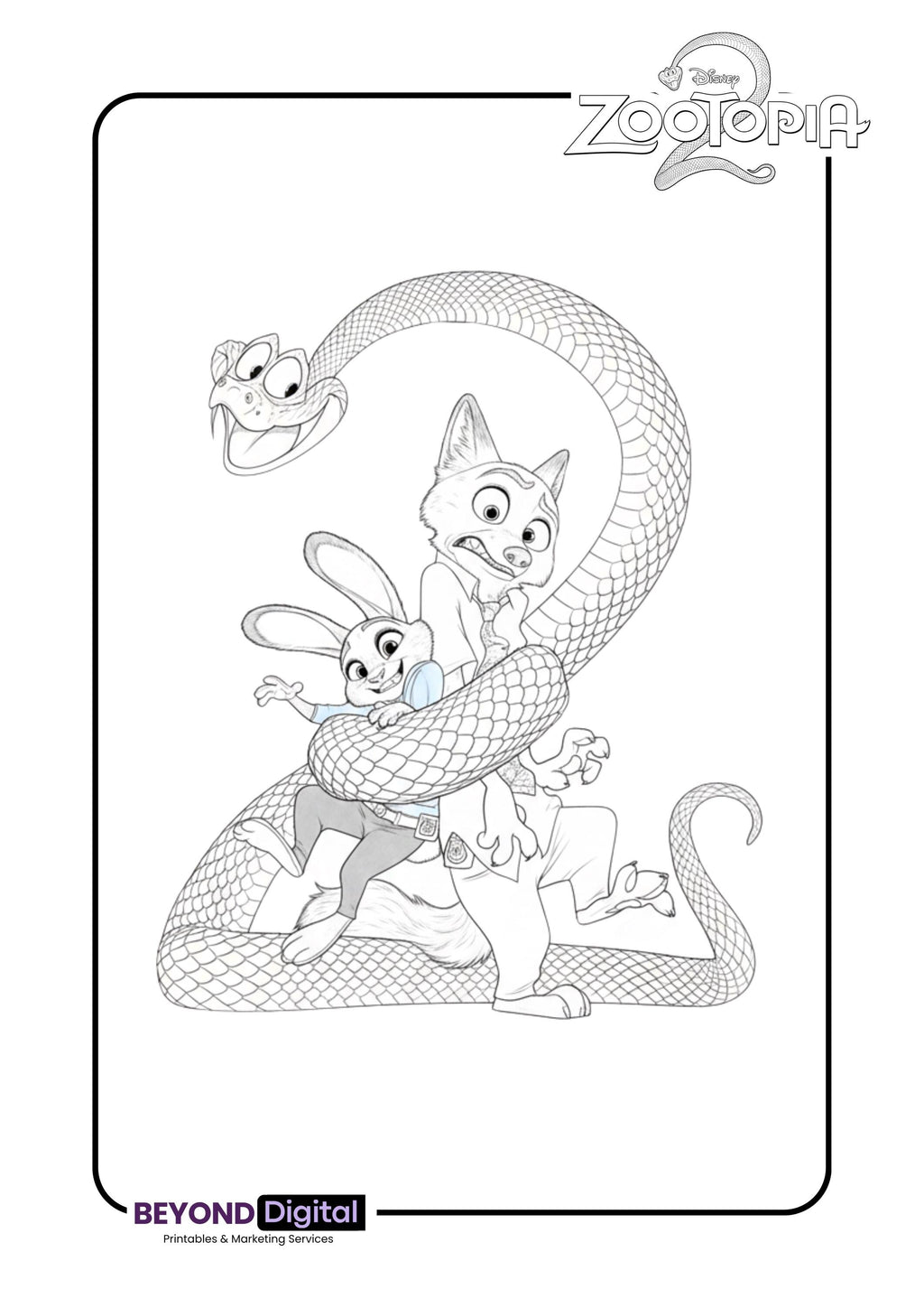 Zootopia 2 Printable Colouring Pages