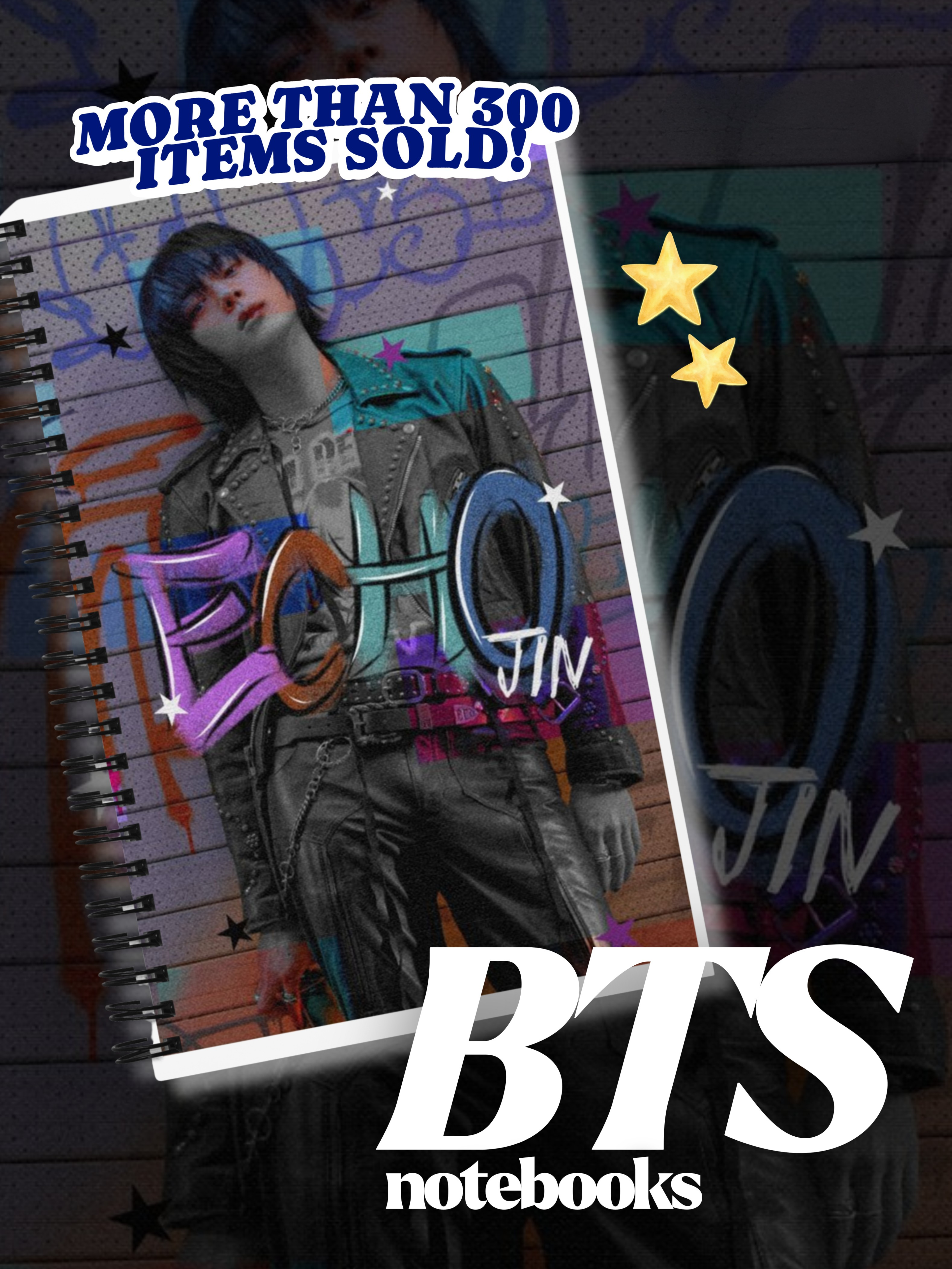 Kpop Inspired BTS Jin Retro and Rockabilly-Pop Spiral Notebook