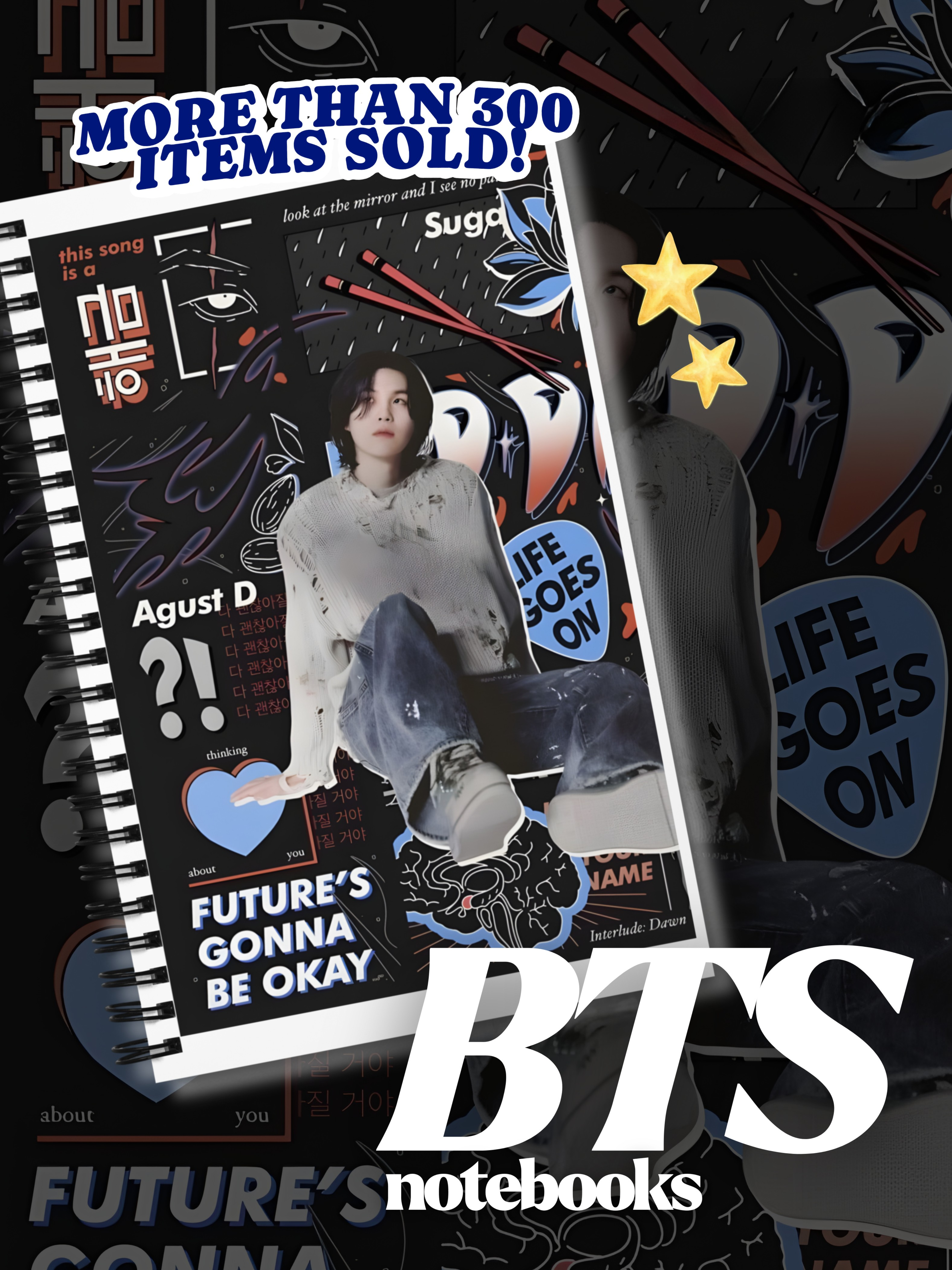 Kpop Inspired "Future's Gonna Be Okay" Spiral Notebook - Journal for BTS Suga Fans