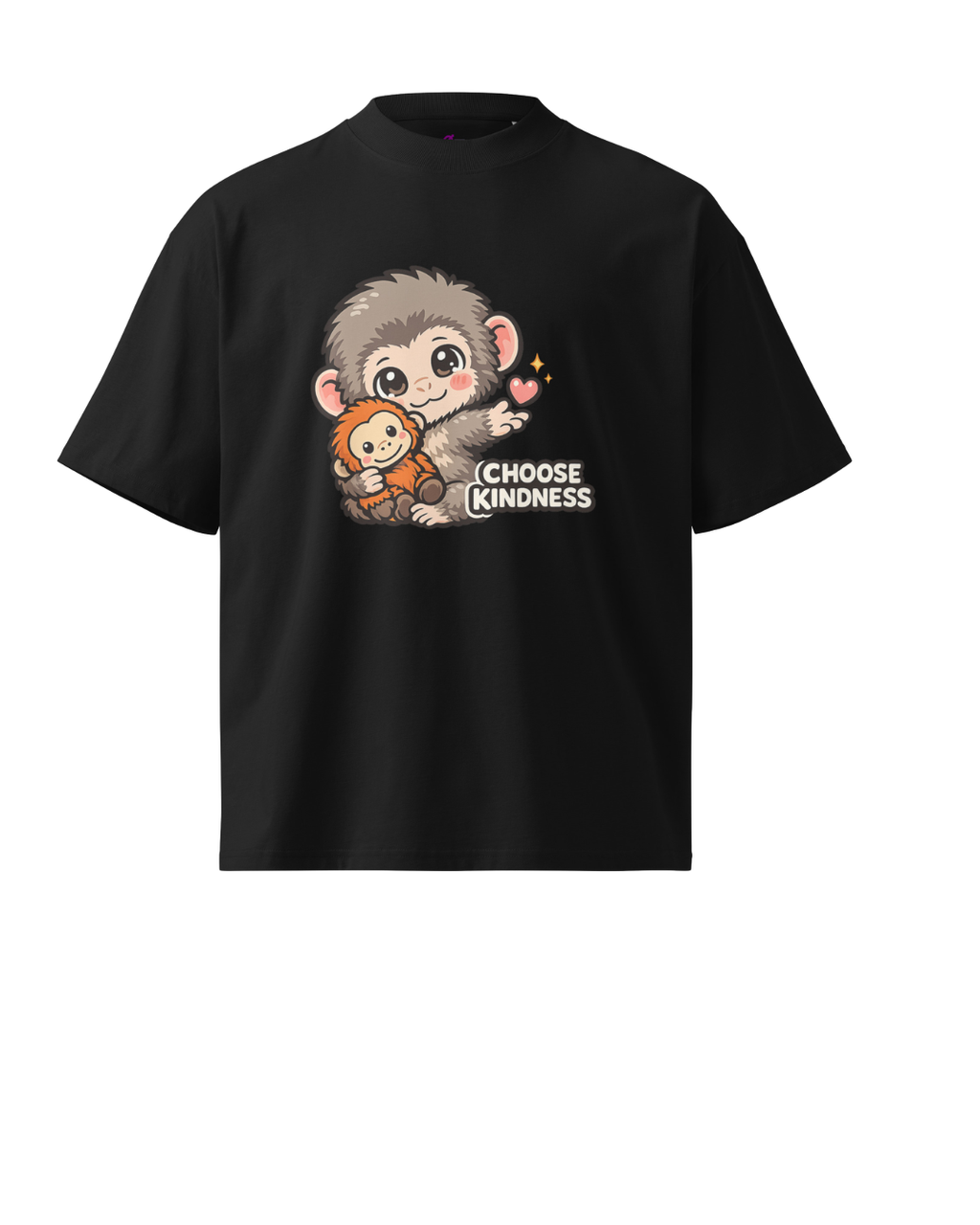 Punch Baby Macaque Unisex Oversized High Neck T-Shirt