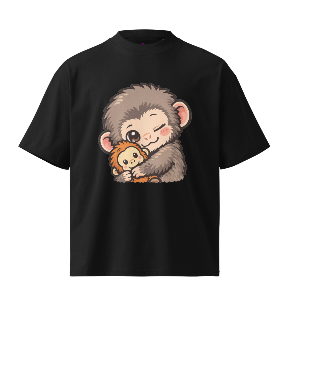 Punch Baby Macaque Unisex Oversized High Neck T-Shirt "Wink & Happy" Edition