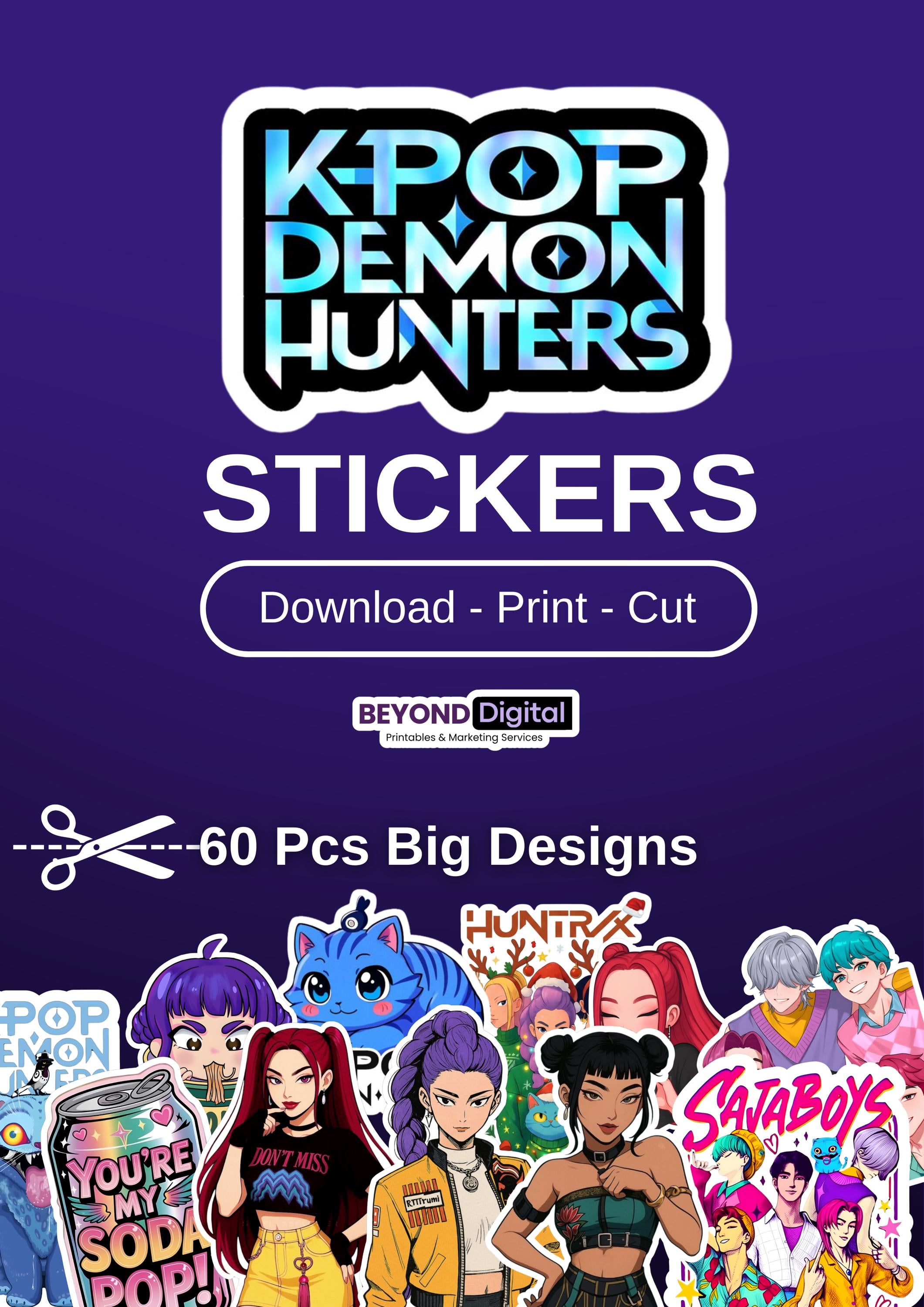 K Pop Demon Hunters DIY Stickers (Download-Print-Cut)