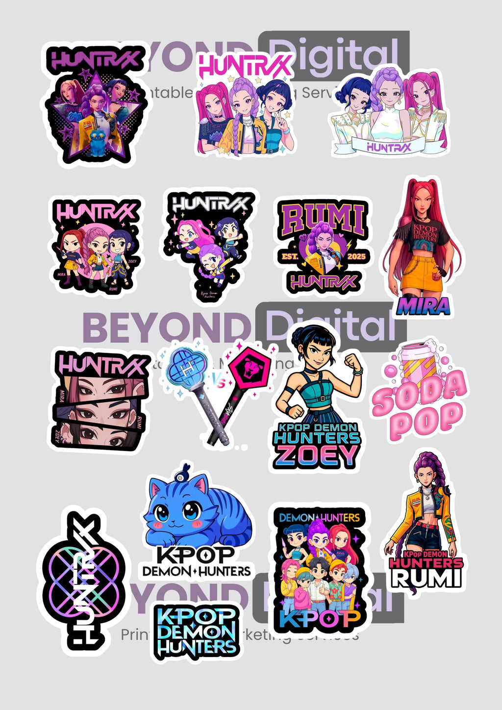 K Pop Demon Hunters DIY Stickers (Download-Print-Cut)