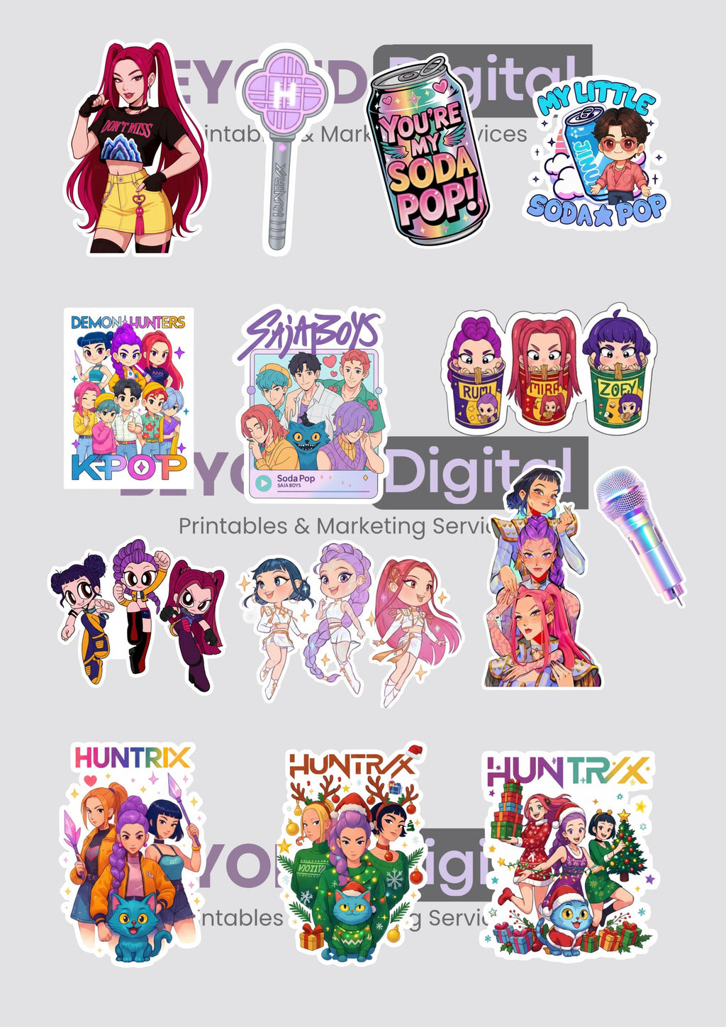K Pop Demon Hunters DIY Stickers (Download-Print-Cut)