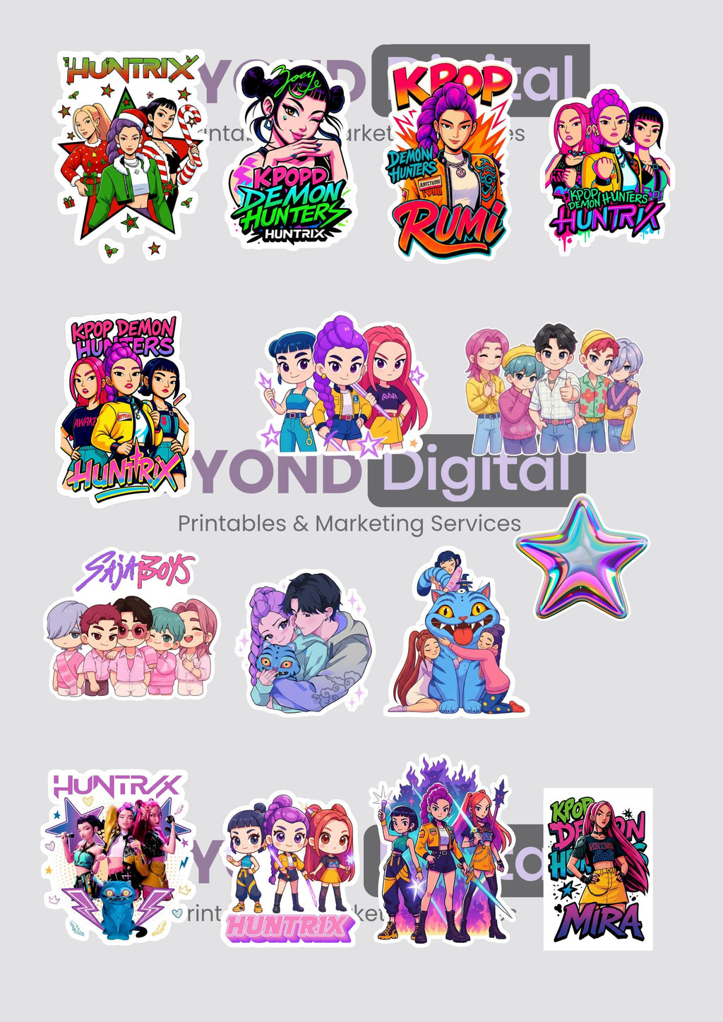 K Pop Demon Hunters DIY Stickers (Download-Print-Cut)