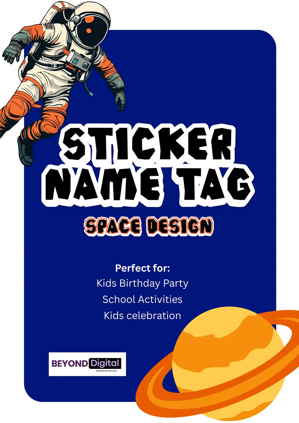 Sticker Name Tag Space Design