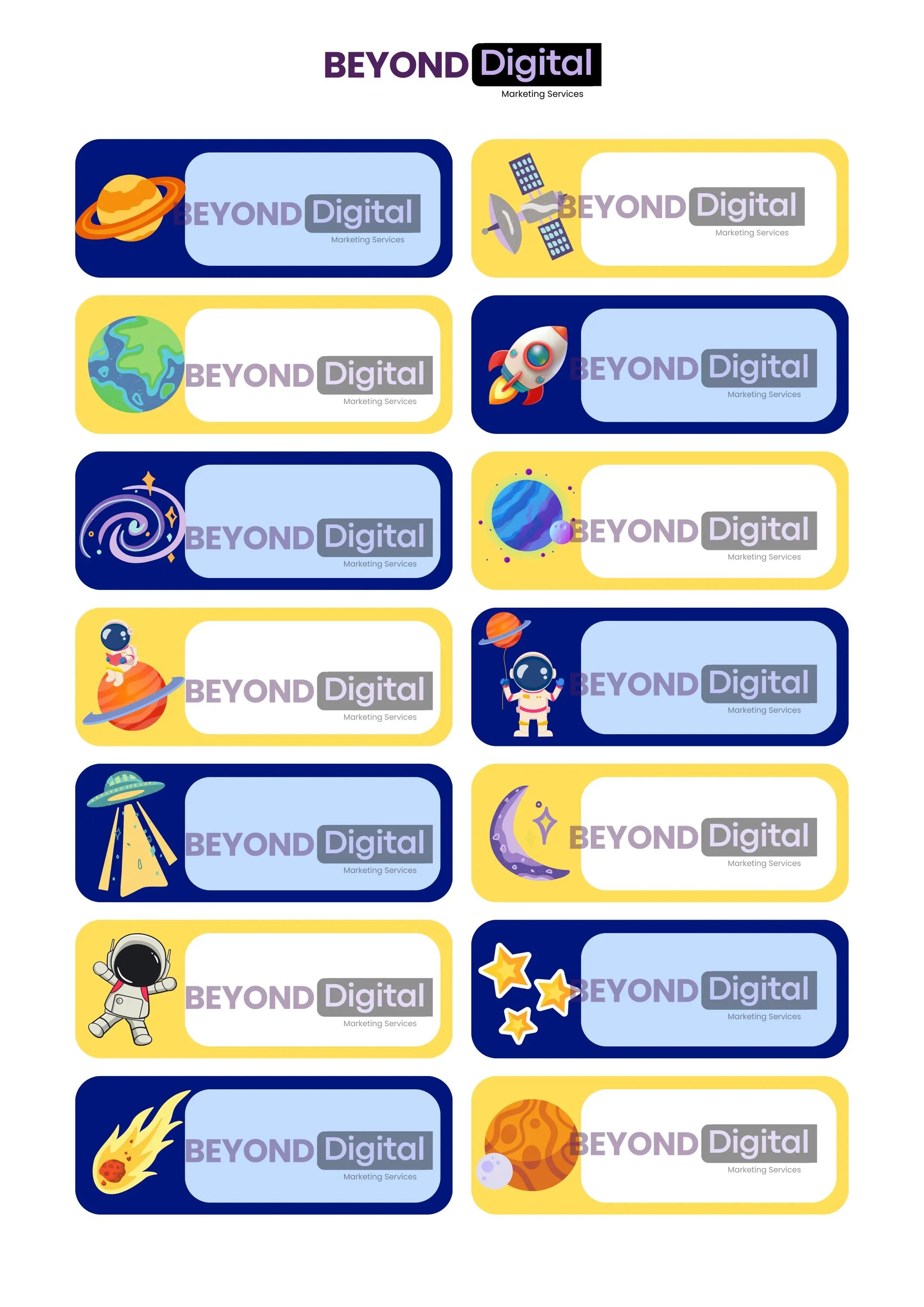 Sticker Name Tag Space Design