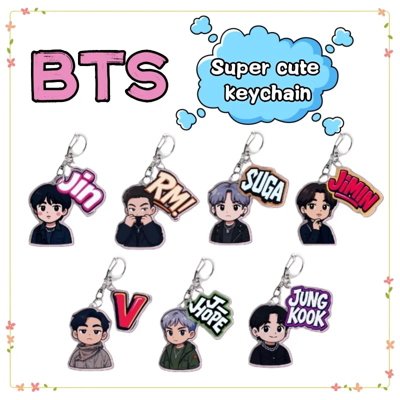 BTS Creative Personality High Color Value Book Student Bag Pendant Decoration Animation Cartoon Cute Keychain