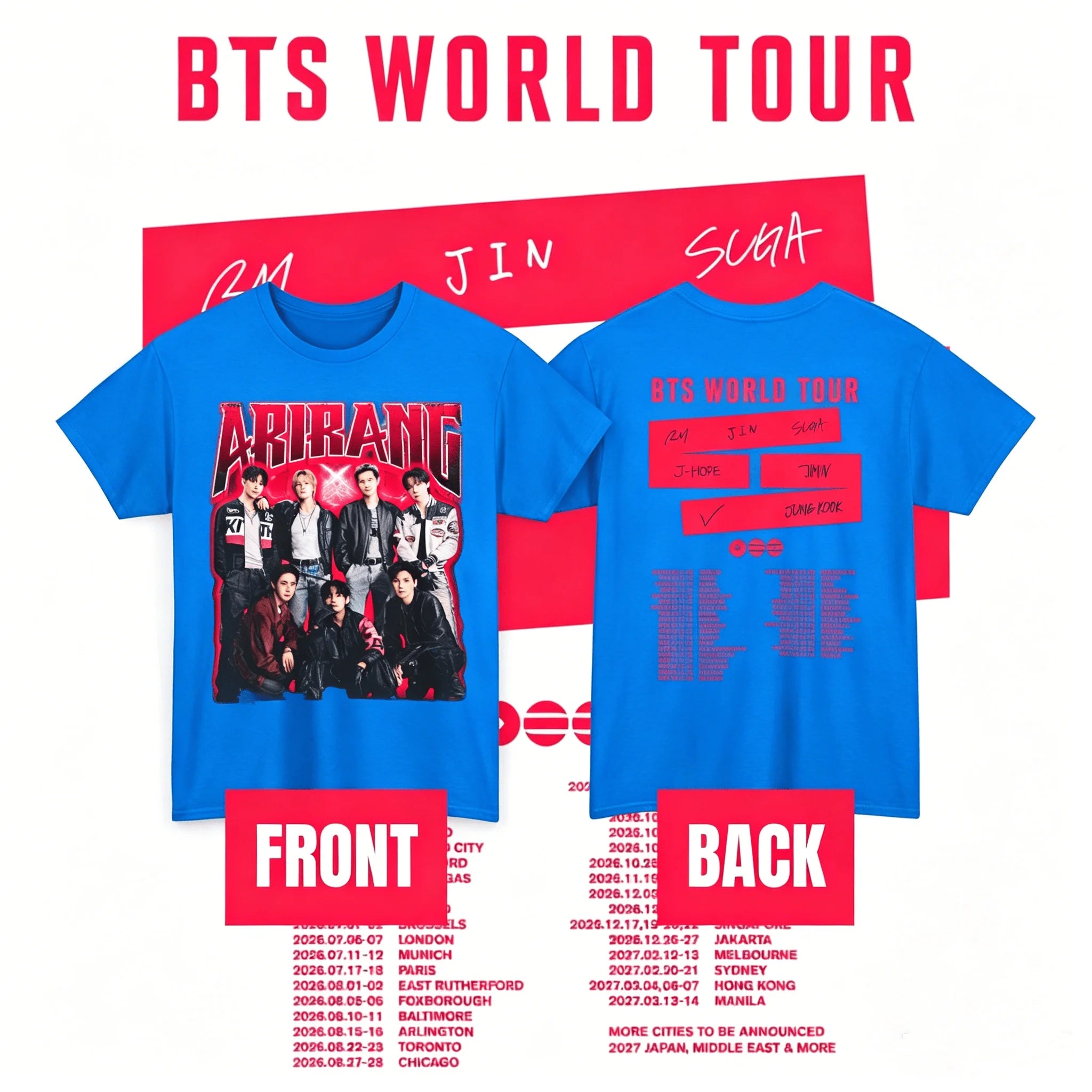 BTS Arirang Comeback Live T-shirt Bangtan - Concert World Tour