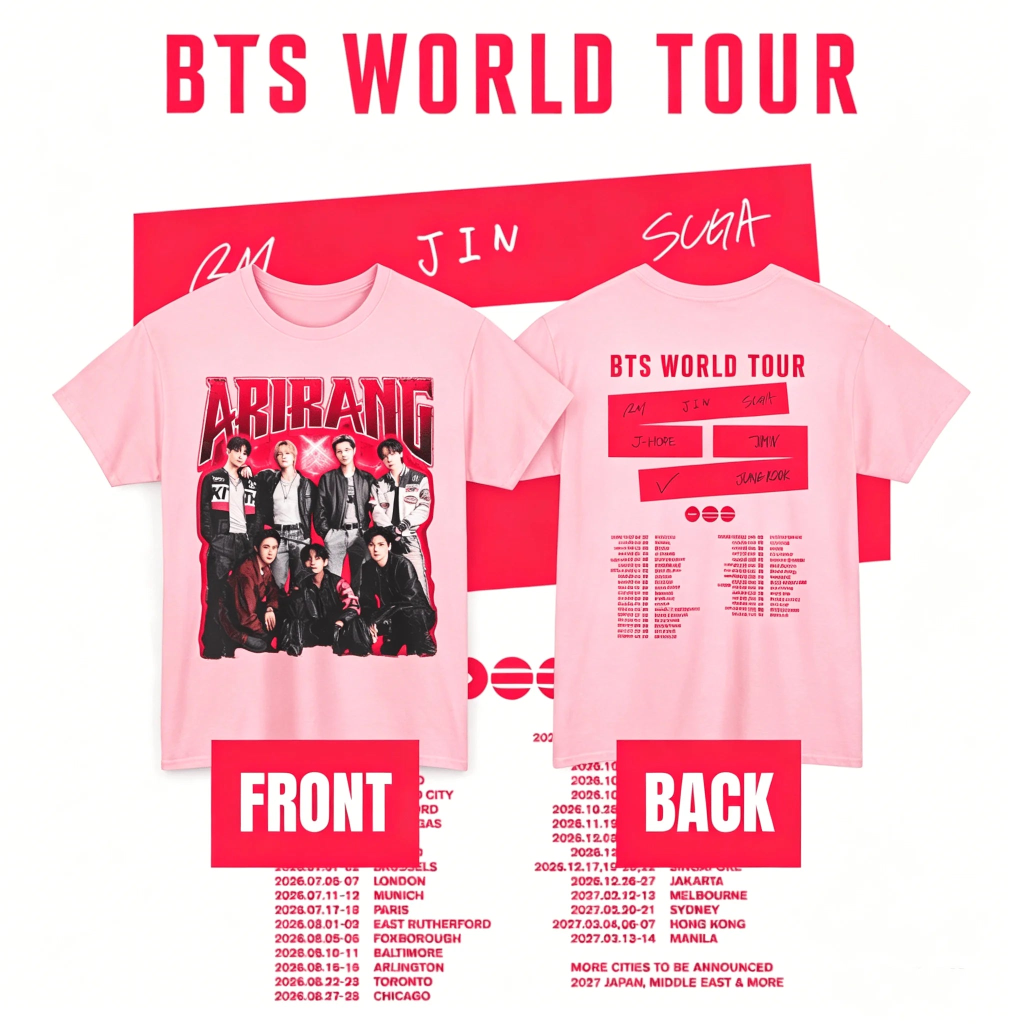 BTS Arirang Comeback Live T-shirt Bangtan - Concert World Tour