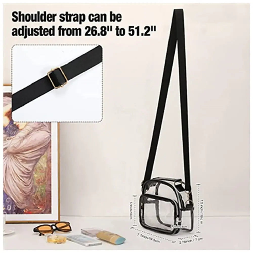 Large Capacity Clear Bag Stadium Approved PVC Clear Purse Clear Crossbody Bag  for Concerts Sports Festivals