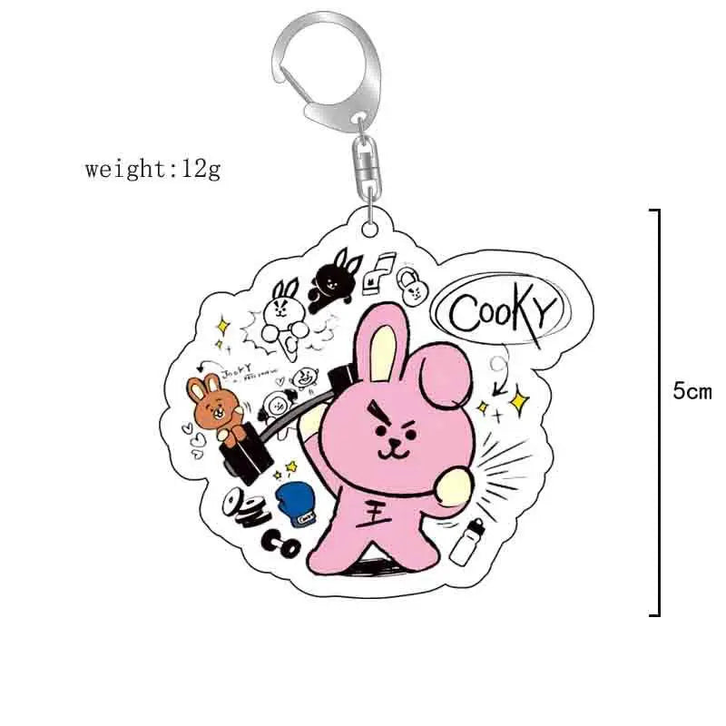 BT21 anime cartoon cute acrylic keychain BTS kawaii for boys and girls backpack pendant fan support merchandise gift wholesale