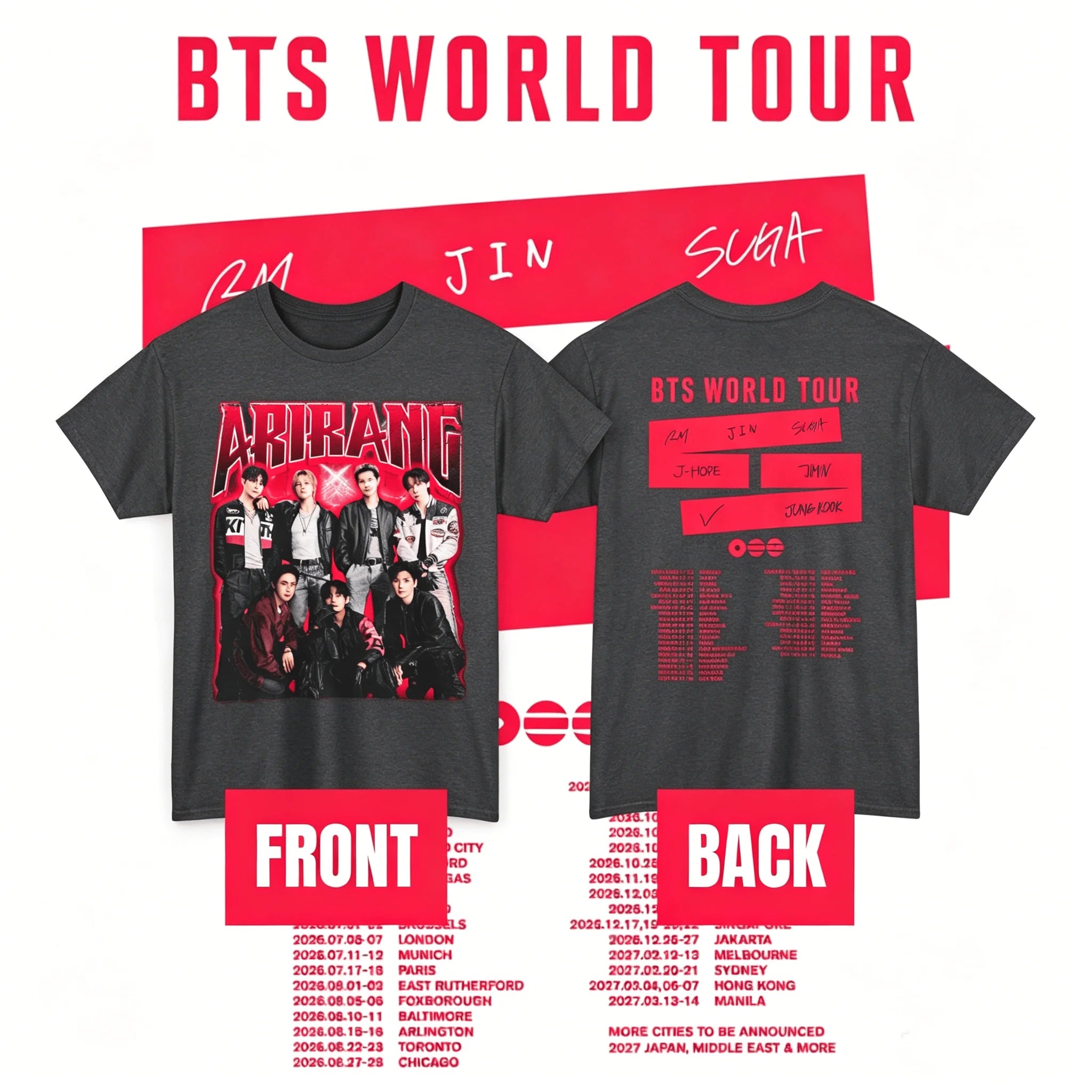 BTS Arirang Comeback Live T-shirt Bangtan - Concert World Tour